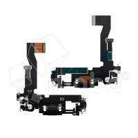 Шлейф для iPhone 12/12 Pro (A2403/A2407) на системный разъем/микрофон Черный - Премиум