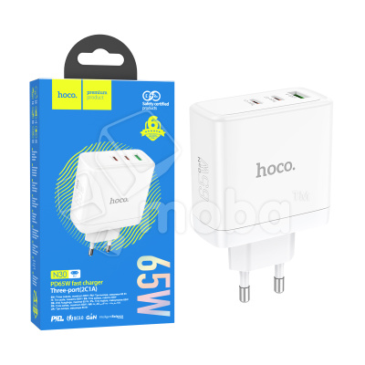 Сетевое зарядное устройство USB/Type-C Hoco N30 (65W, QС3.0, PD, GaN) Белый
