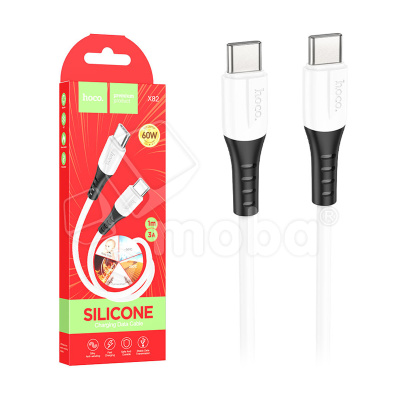 Кабель Type-C - Type-C Hoco X82 (3A, 60W, PD, оплетка силикон, термостойкий) Белый