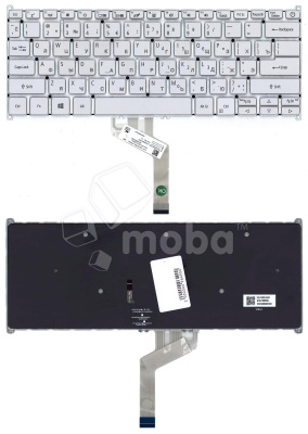 Клавиатура для ноутбука Acer Swift 3 SF314-42 серебристая с подсветкой