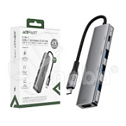 Адаптер Type-C - 5 в 1 Acefast J16 HUB Серый