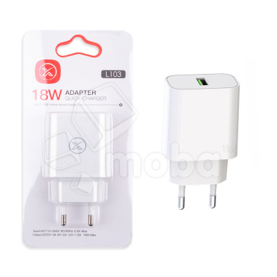Сетевое зарядное устройство USB XO L103 (18W, QC3.0) Белый