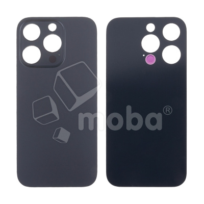 Задняя крышка для iPhone 14 Pro (A2891) Черный (стекло, узкий вырез под камеру, логотип) - Премиум