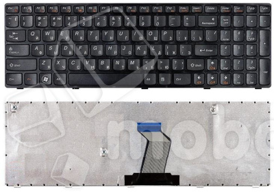 Клавиатура для ноутбука Lenovo IdeaPad B570 B580 V570 Z570 Z575 B590 черная с черной рамкой
