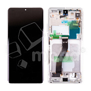 Дисплей для Samsung Galaxy S21 Ultra (G998B) модуль с рамкой Серебро - Сервисный Оригинал