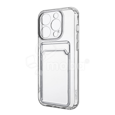 Чехол-накладка для iPhone 14 Pro (с защитой камеры, карманом для карт, прозрачный)