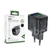 Сетевое зарядное устройство USB/Type-C Acefast A114 (25W, QC3.0, PD, 2 порта, GaN, с дисплеем) Черный