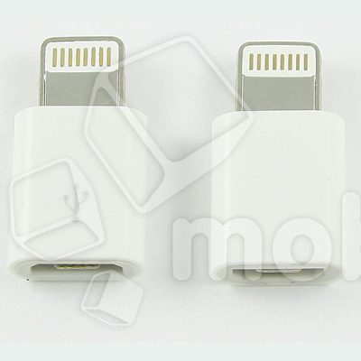 Адаптер MicroUSB - Lightning (для iPhone) (тех.упак.) Белый
